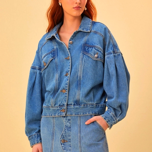 FARM Rio Jackets & Blazers - Farm Rio Denim Bomber Jacket sz Med